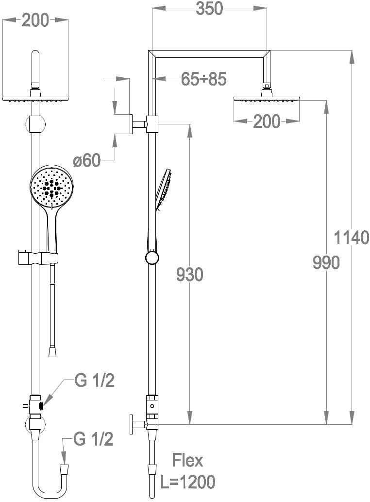 Fir Italia Настенная душевая стойка с ручным душем Colonne doccia 1451336 - Вид №1