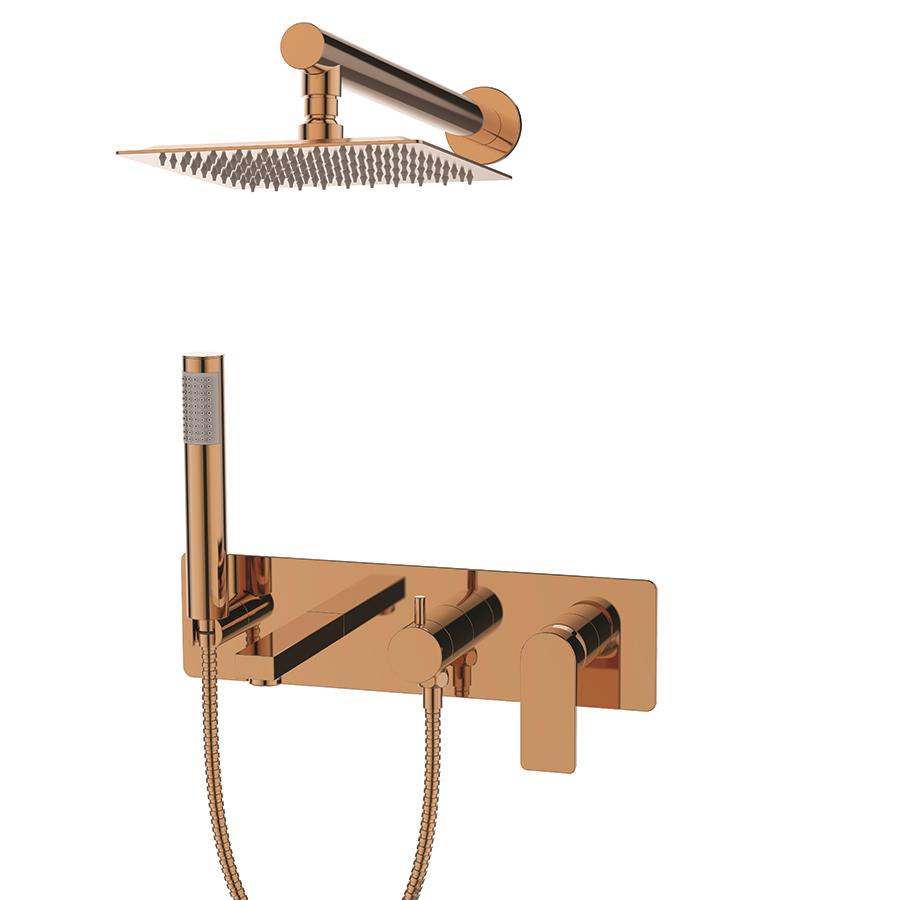 BB25037234 Bienbanyo Bien Water Flowbox Горизонтальный смеситель для ванны скрытого монтажа 3F - розовое золото 