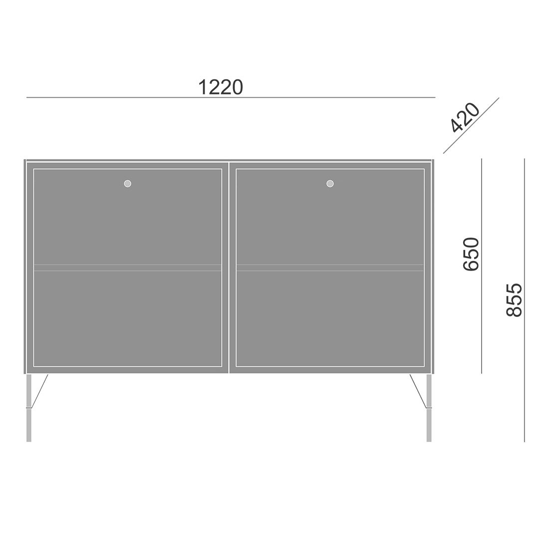 Комод длинный с металлическими ножками темно-серый Moon BRAGIN DESIGN ДИЗАЙНЕРСКИЕ, MOON 00-3862423 Серый  - Вид №2