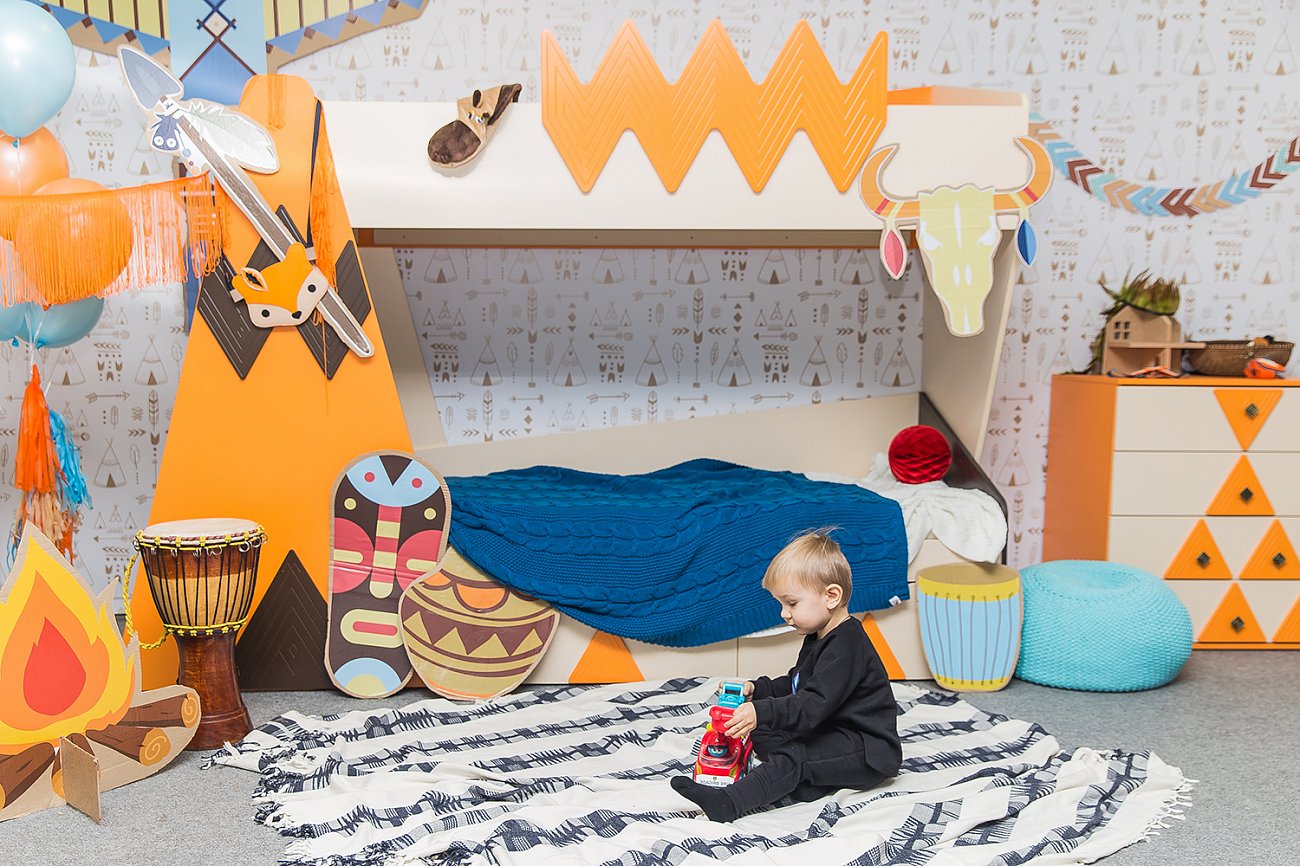 Кровать детская двухъярусная левая "Апачи" МАНДАРИН АПАЧИ 178642 Оранжевый;молочный Santreyd  - Вид №6