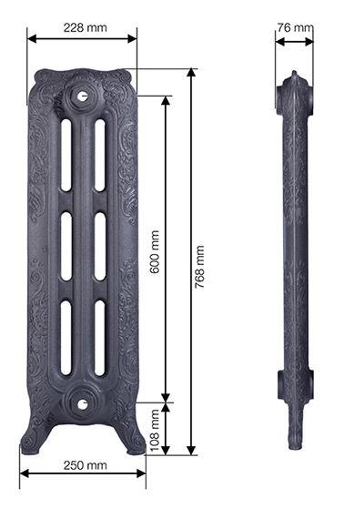 Чугунный радиатор GuRaTec Apollo 765 7 секций 7819 - Вид №1