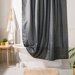 Штора для ванной Wess Grid Grey 180x200 см полиэстер цвет серый/жёлтый 82355501 STLM-2069817