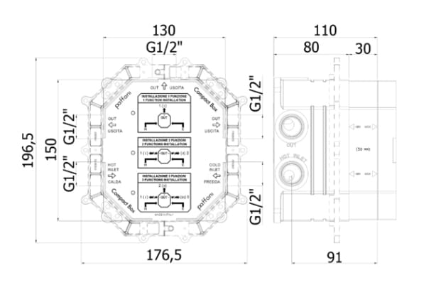 Встраиваемый корпус для смесителя RUBINETTERIA PAFFONI Compact Box ARCH-00042830 - Вид №2