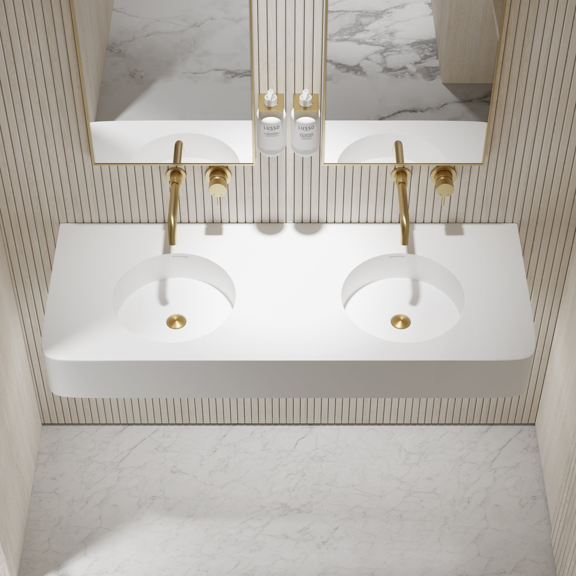 Двойной подвесной умывальник из смолы LUSSO LANOSA ARCH-00065859 - Вид №1