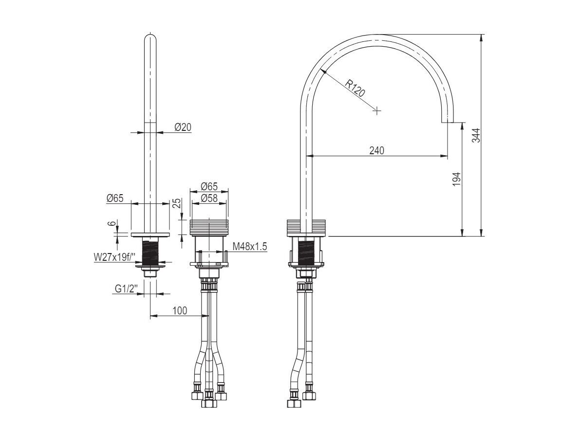 Смеситель для раковины с 2 отверстиями из нержавеющей стали Super Inox OPLUS ARCH-00047611 - Вид №2