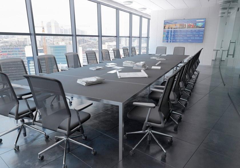 Elitable Стол для переговоров из фанерованной древесины с системой управления кабелями Cube sun-id-1445721 - Вид №2