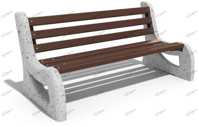 ENCHO ENCHEV - ETE Скамейка из бетона и дерева со спинкой  2 