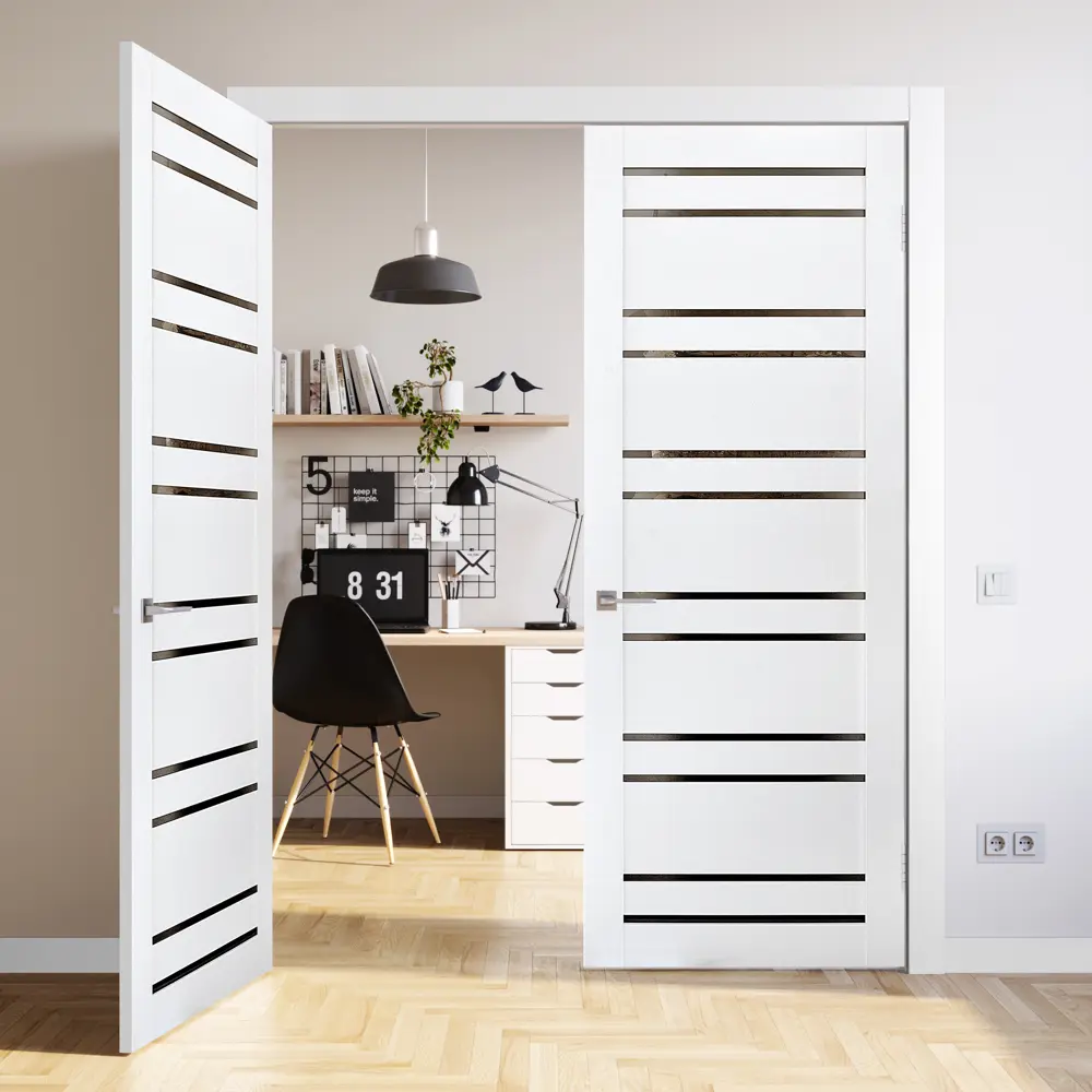 Комплект двери Artens Уна со стеклом 60x200 см Hardflex белый с добором 150 мм STLM-2169389 - Вид №3