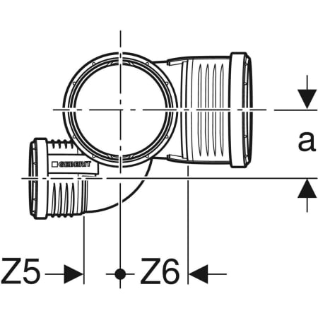 GEBERIT 390.563.14.1 Крестовина Geberit Silent-PP, правая со смещенным впуском и дополнительным отводом 87,5°  - Вид №2