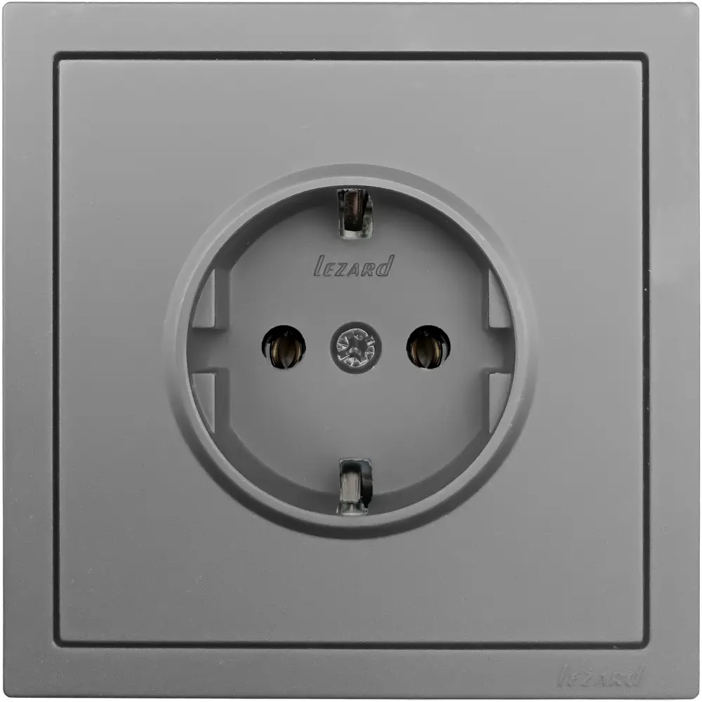 Розетка Lezard Zima с заземлением, серый матовый 89398387 STLM-1572086 - Вид №2