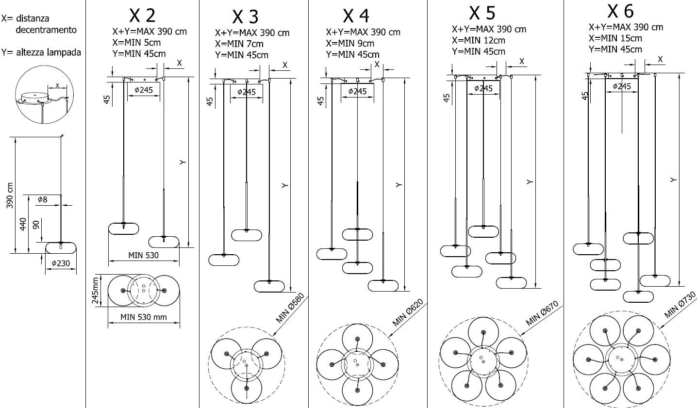 Подвесной светильник из боросиликатного стекла Bontempi Casa SPARK ARCH-00067747 - Вид №5