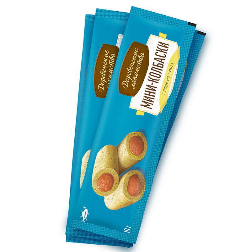 ПР0055310 Лакомство для собак Мини-колбаски с пюре из тунца 4х10г ДЕРЕВЕНСКИЕ ЛАКОМСТВА  - Вид №1