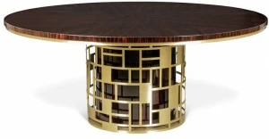 JOSÉ LEITE DE CASTRO Круглый обеденный стол из латуни и черного дерева  13208520
