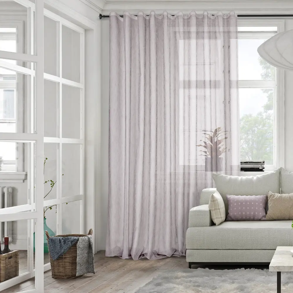 MIAMOZA Тюль Холи на шторной ленте 300x280 см цвет какао 89051709 STLM-1023096