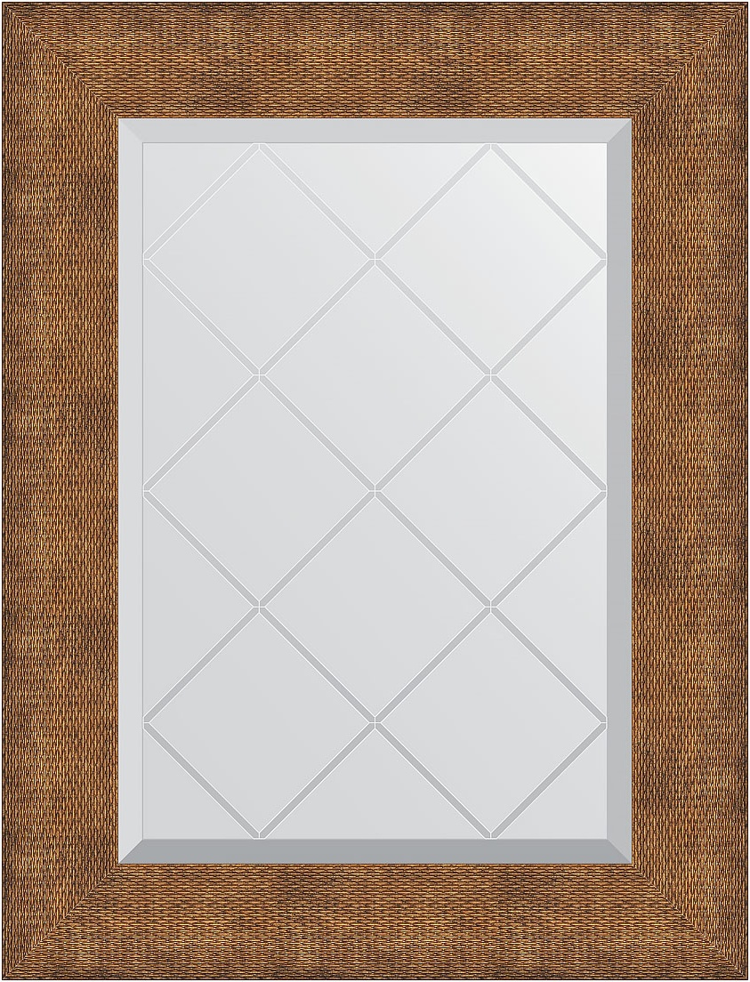 BY 4553 Зеркало с гравировкой в багетной раме - медная кольчуга 88 mm EVOFORM Exclusive-G