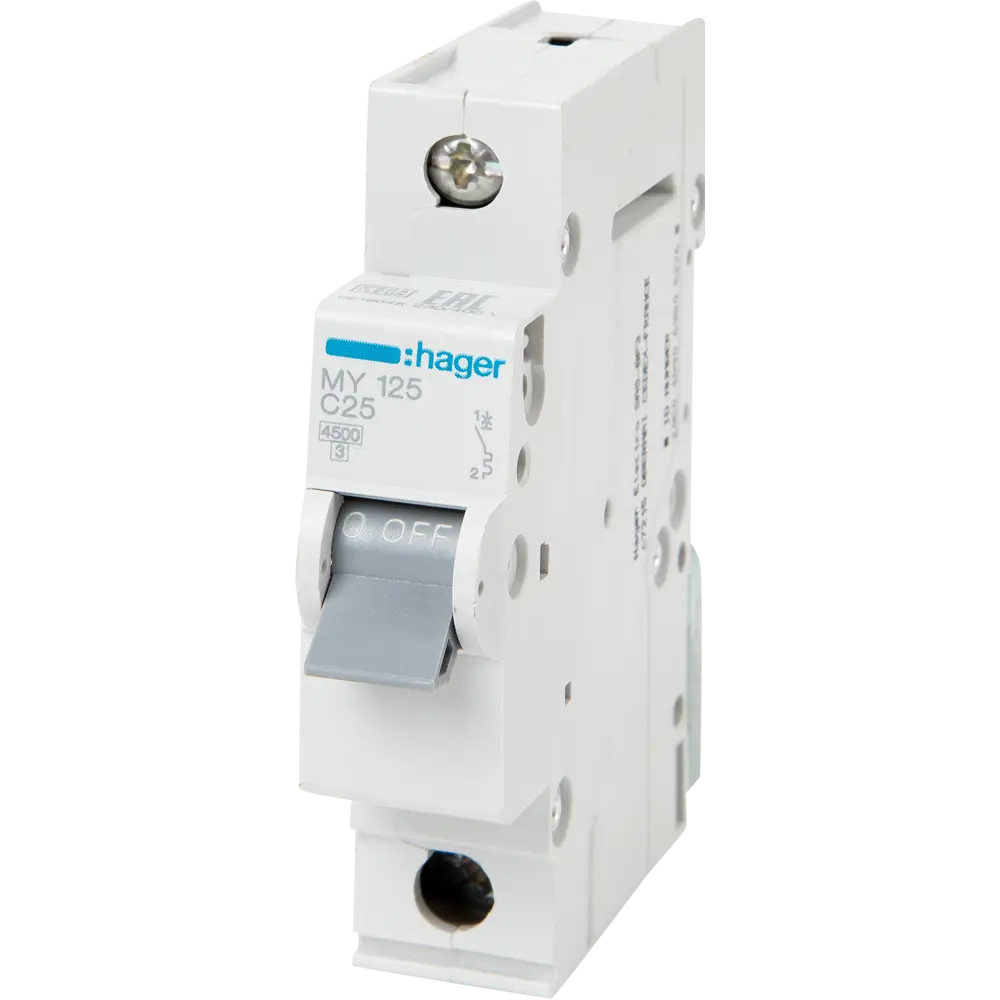 Автоматический выключатель Hager MY125 1P C25 А 4.5 кА STLM-2018119