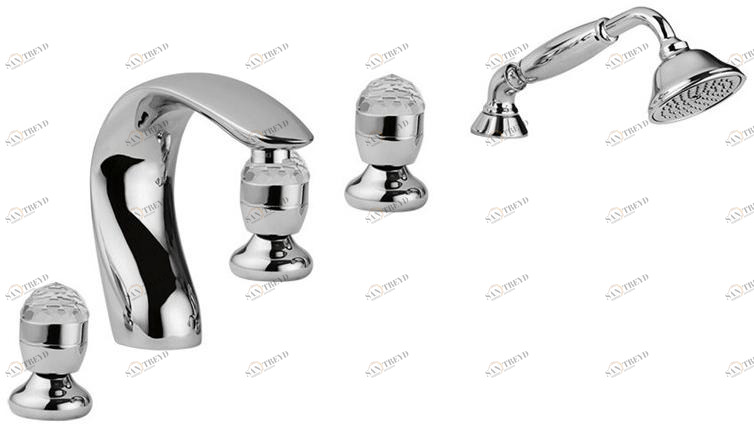 Rubinetteria Giulini Комплект для ванны на 5 отверстий с ручным душем Persia crystal - persia F3860/s