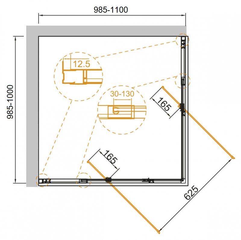 Душевой уголок CEZARES VARIANTE-A/AH-2-100/110-C-Cr  - Вид №1