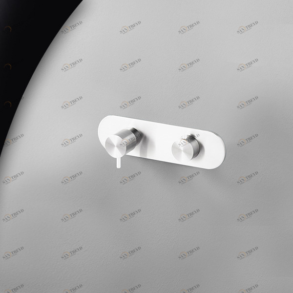 Термостат для душа глянцевая сталь с белой ручкой Toki Radomonte TKI53LCIL21