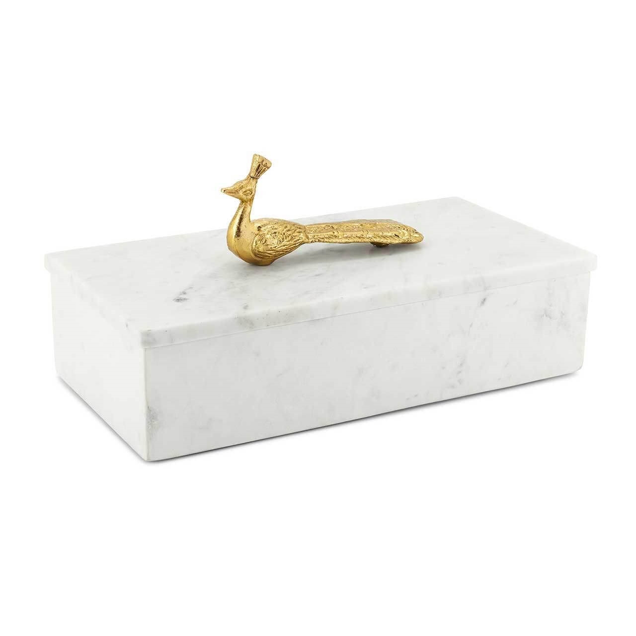 600968-18 ABHIKA КОРОБКА PEACOCK BG H15 30X15 WHITE/GOLD 