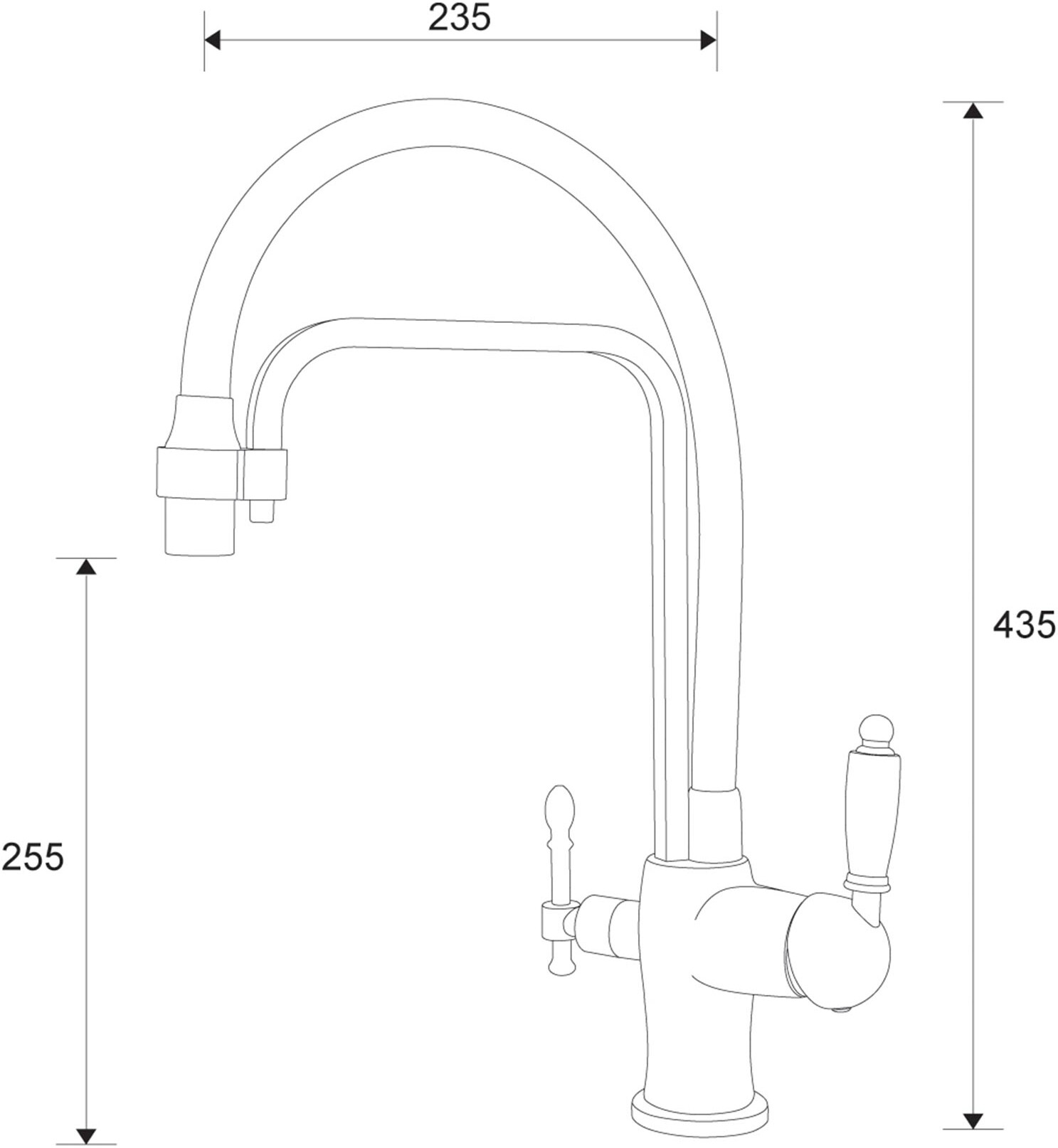 Смеситель ZorG Sanitary ZR 342-6 YF BLACK для кухонной мойки, черный - Вид №1
