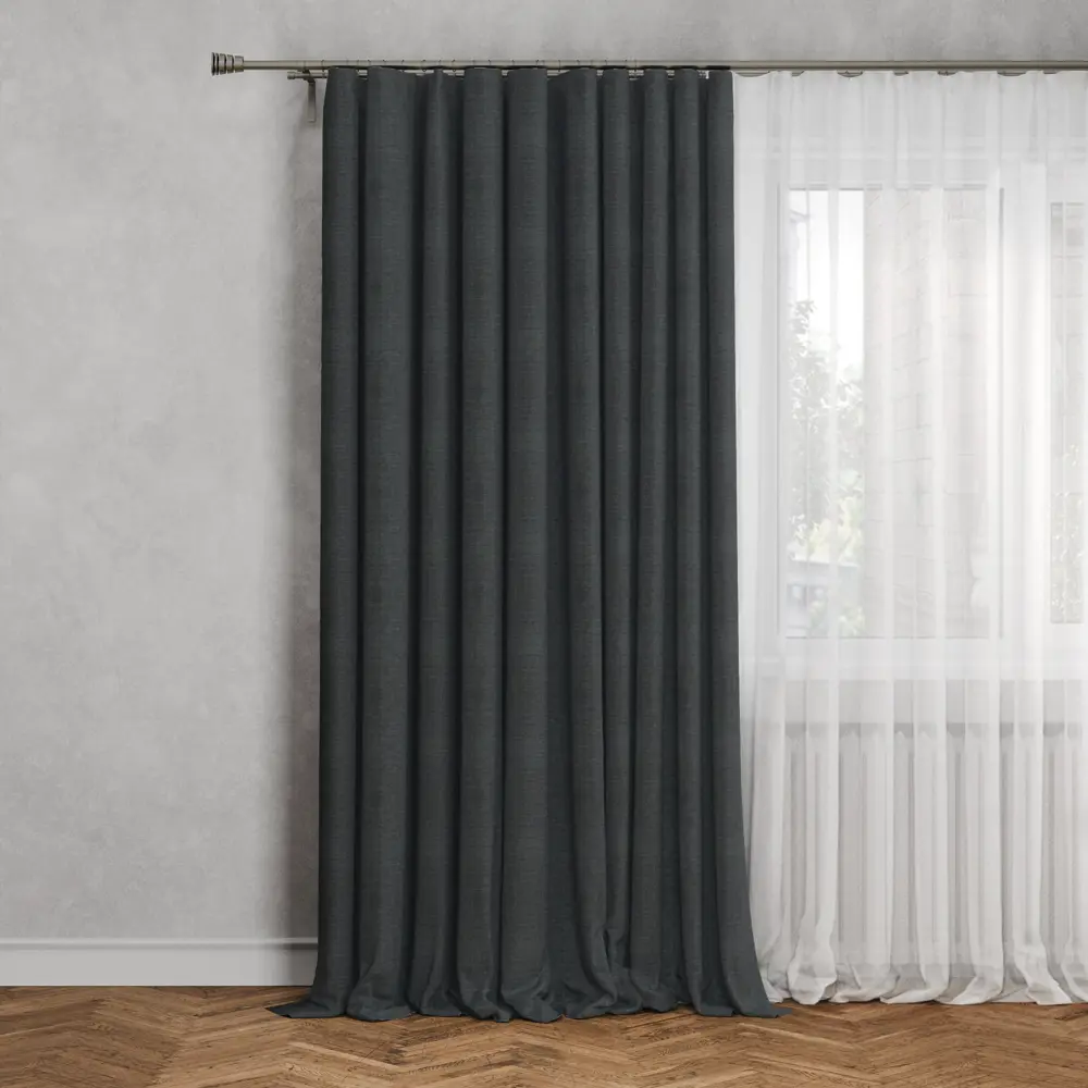 Штора на ленте Inspire Malonn 200X280 см цвет темно-серый Paris 2 84995853 STLM-2065187 
