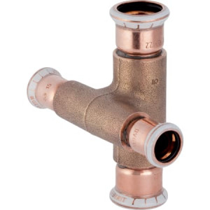 61504 Крестовина двухплоскостная Geberit Mapress из меди, редукционная, с уступом Geberit