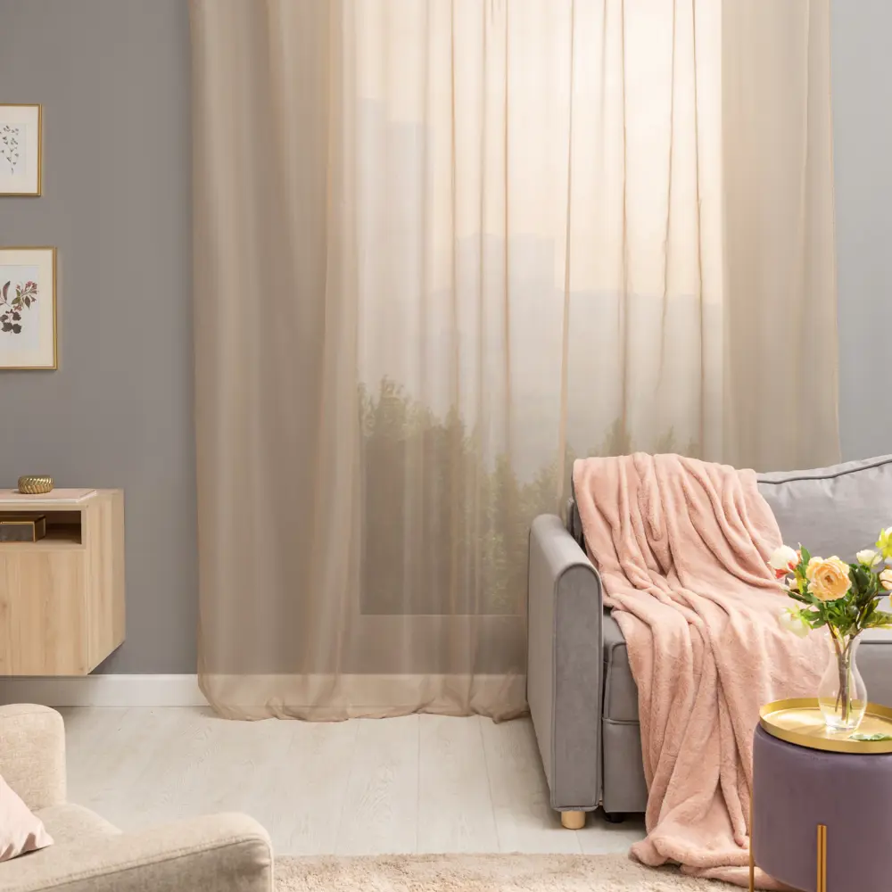 Тюль на ленте Inspire Polyone Trench 300х280 см цвет бежевый 82497451 STLM-2111026 