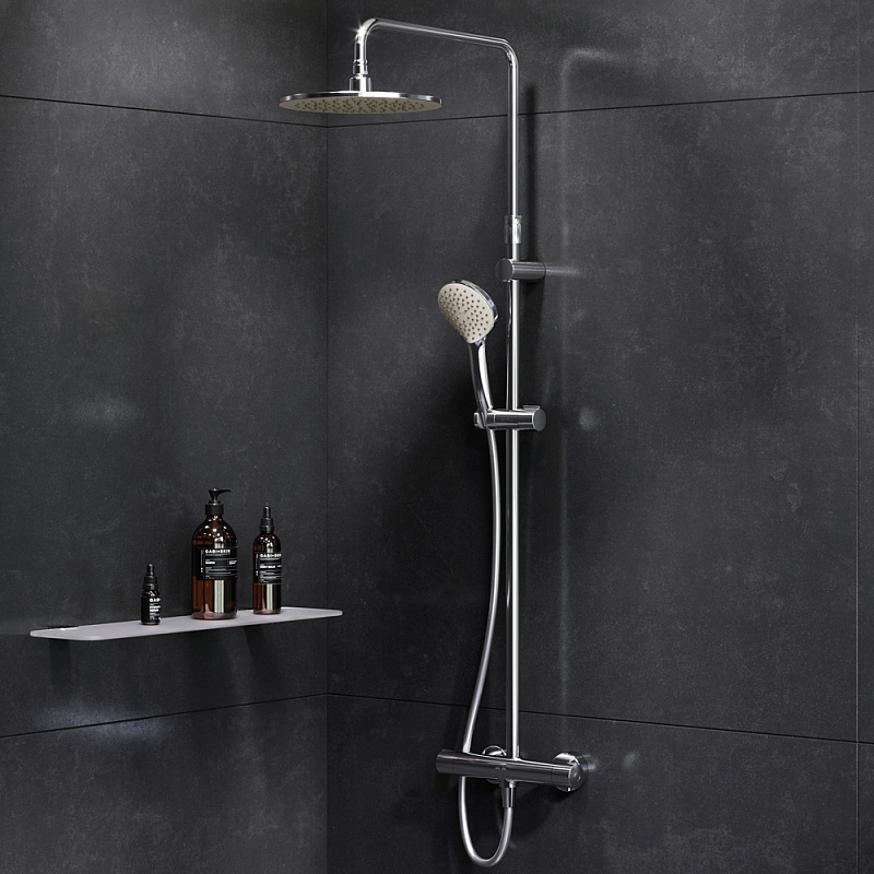 F0790410 душ.система набор: смеситель д/душа с термостатом верхн. душ d 220 мм ручн.душ 1 ф-ц AM.PM Gem