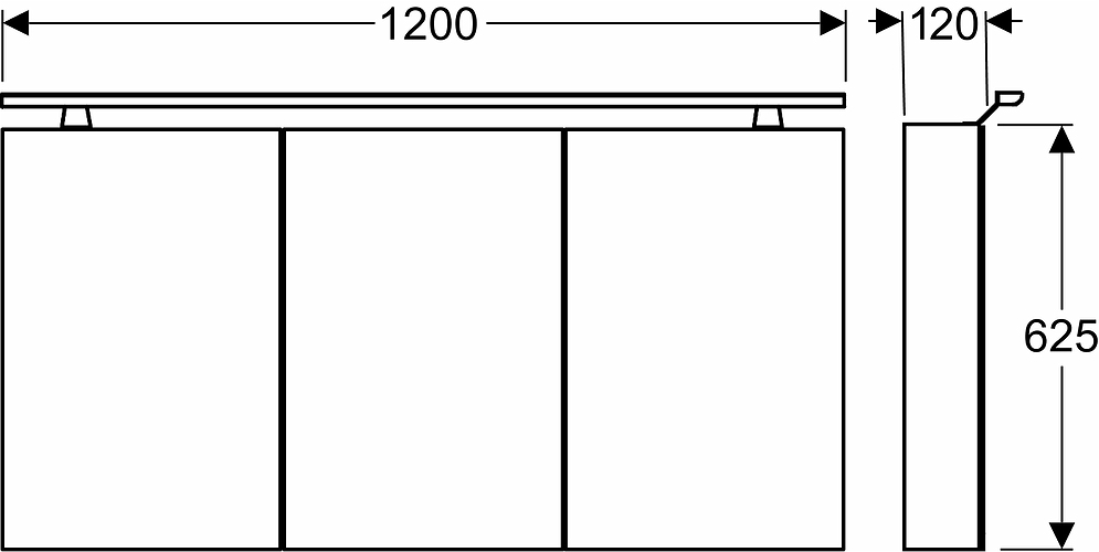 9442805201 IDO Reflect Top зеркальный шкаф с подсветкой, три дверцы, белый, 560 мм - Вид №1
