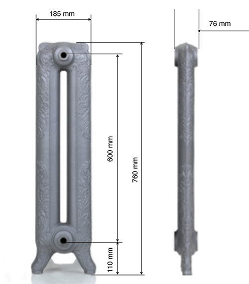 Чугунный радиатор GuRaTec Merkur 760 5 секций 7742 - Вид №5