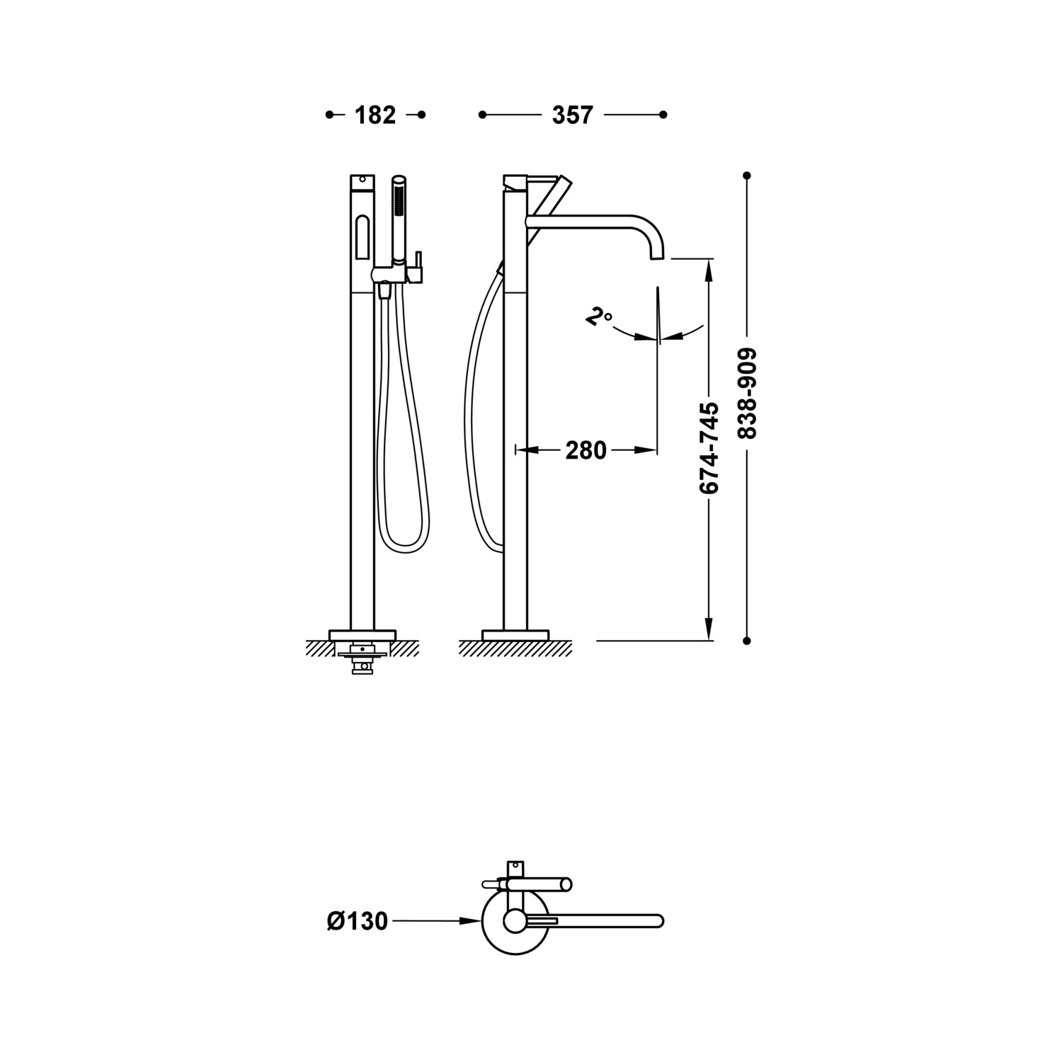 НАПОЛЬНЫЙ смеситель для ванной в кабинете-26247005 TRES  - Вид №1