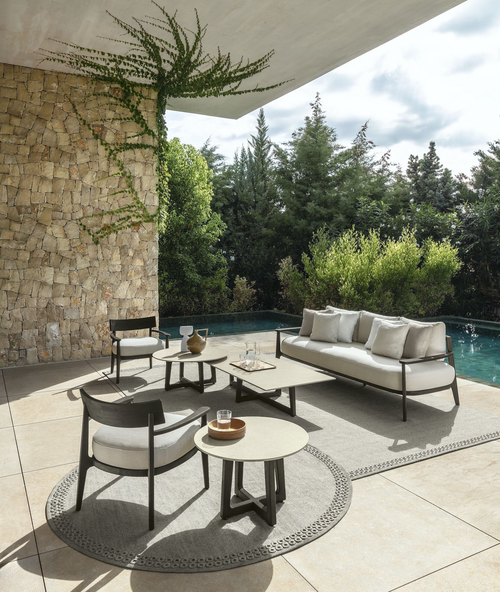 Прямоугольный садовый столик из розового дерева и керамогранита Talenti Ever ARCH-00058962 - Вид №1