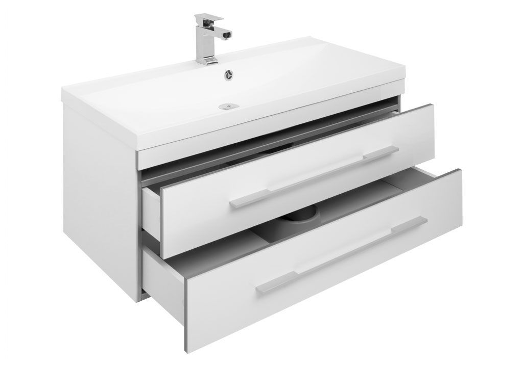 Тумба с раковиной Aquanet Верона NEW 100 белый (подвесная 2 ящика) 0017538200204096 - Вид №3