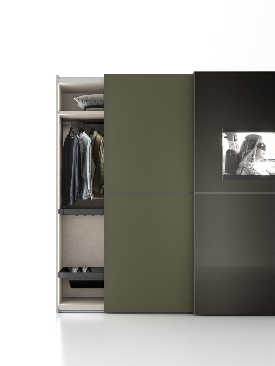 Шкаф из закаленного стекла с раздвижными дверями и встроенным телевизором Santalucia Mobili SCREEN ARCH-00074903 - Вид №2