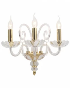 Бра металлическое на 3 лампы золото "Матиас" 2024/3W-CLGD LUMIEN HALL СВЕЧА 00-3932070 Золото;прозрачный