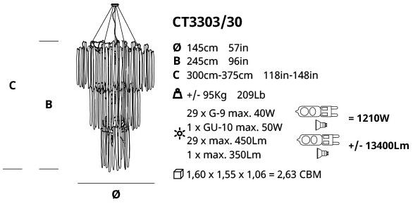 Serip Подвесной светильник из бронзы ручной работы Waterfall Ct3303/30 - Вид №1