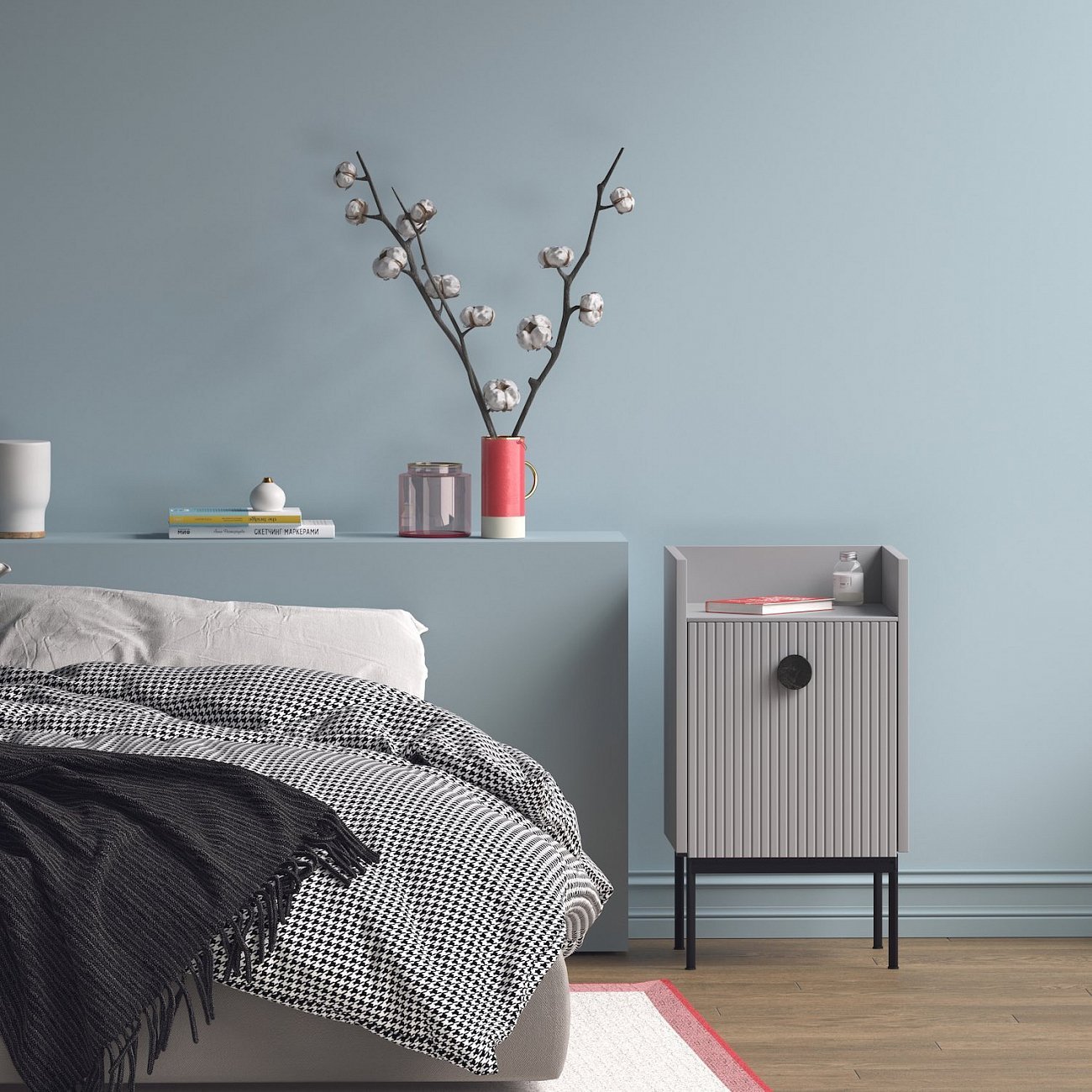 Прикроватная тумбочка серая 42х40 см Lago BRAGIN DESIGN LIVING 00-3974651 Серый - Вид №1