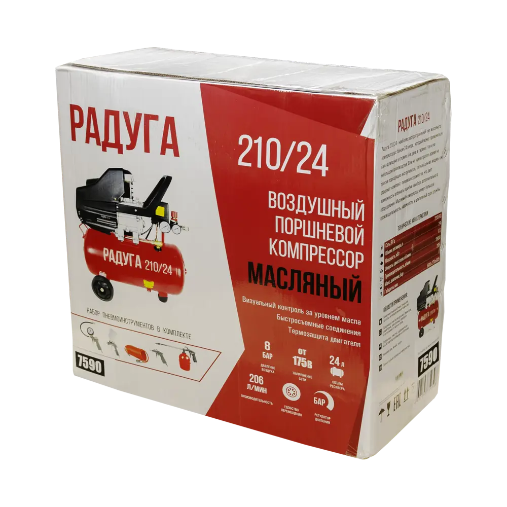 Компрессор Радуга 210/24, 24 л 206 л/мин 1.5 кВт FoxWeld STLM-2136664 - Вид №6