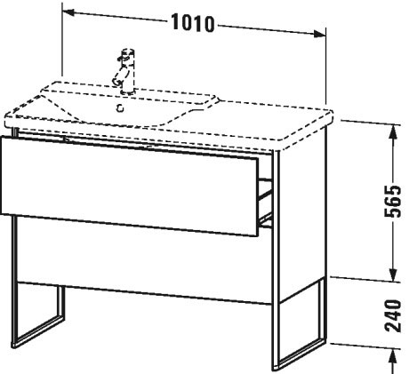 XS446502222 Тумбочка напольная XSquare #XS4465 1010 x 473 мм Белый глянцевый декор Duravit - Вид №1