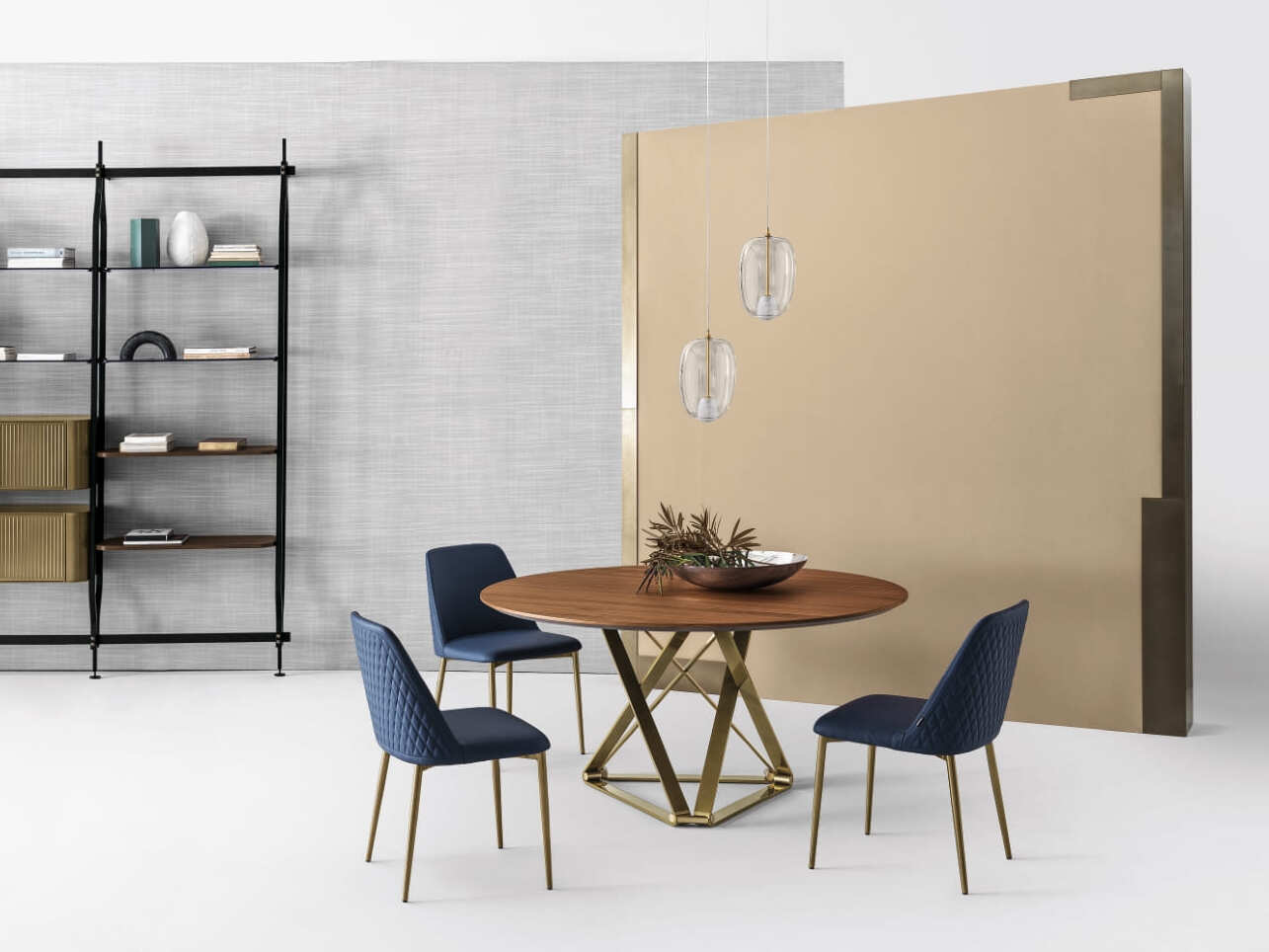 Круглый обеденный стол из стали и дерева Bontempi Casa DELTA ARCH-00002973 - Вид №2