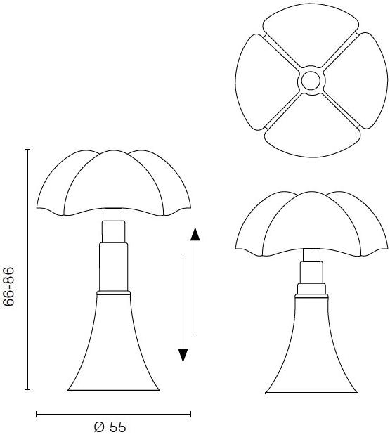 Martinelli Luce Настольная лампа из стали и абажур из метакрилата Pipistrello 620/dim/l/1/oro - Вид №6