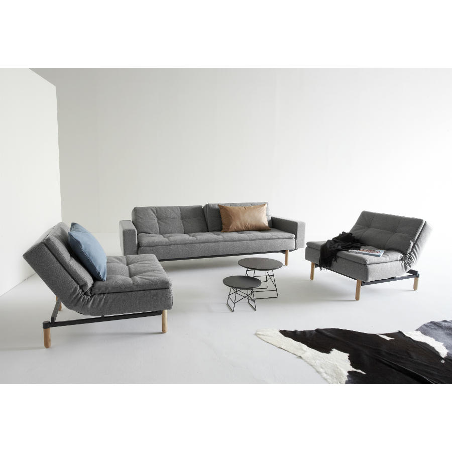 Диван Dublexo с мягкими подлокотниками Rests, ножками Stem из светлого дерева и черной рамой, темно Innovation Living DUBLEXO563 - Вид №6