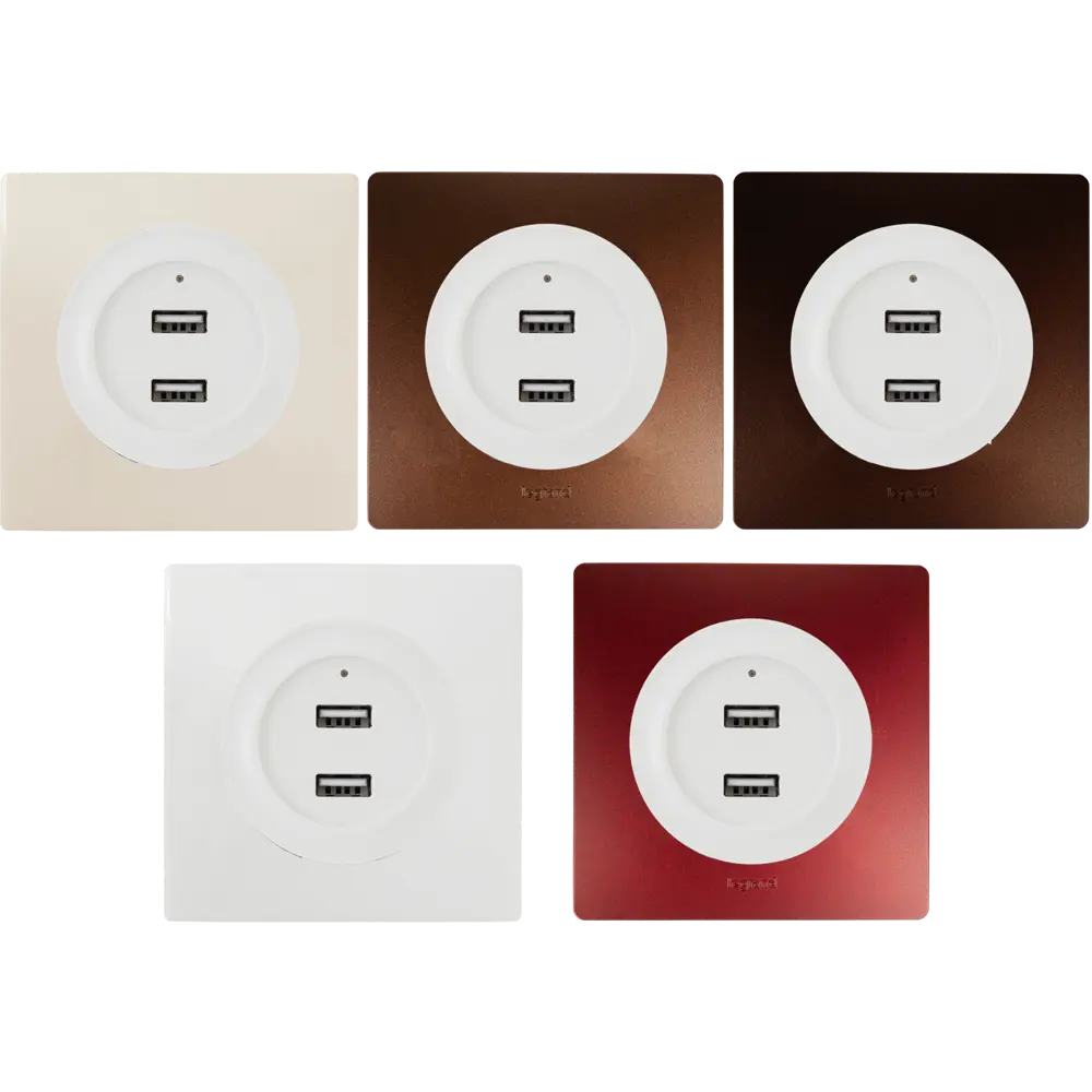 Розетка Onekeyelectro USB двойная встраиваемая с подсветкой цвет белый Florence STLM-2155608 - Вид №1