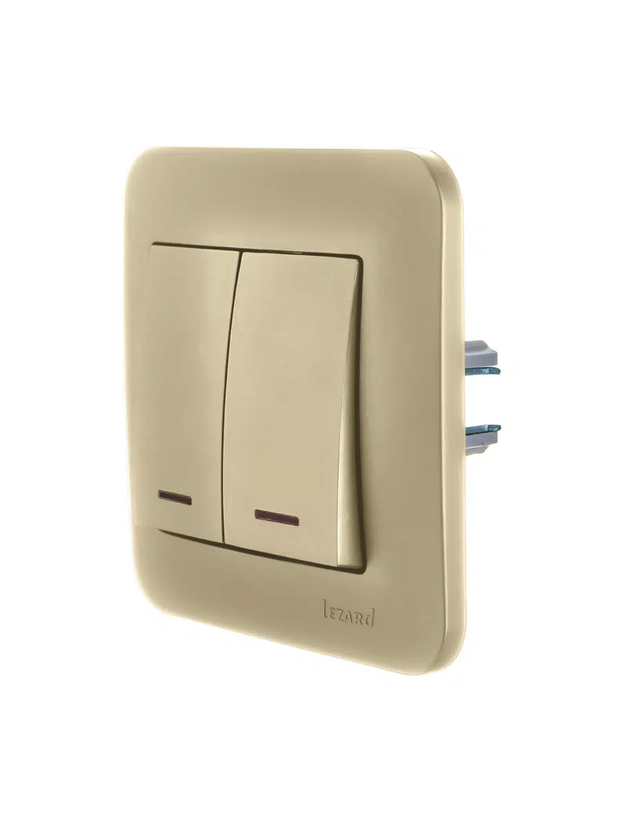 ASTI Выключатель двойной с подсветкой золото LEZARD 7081-3636-112