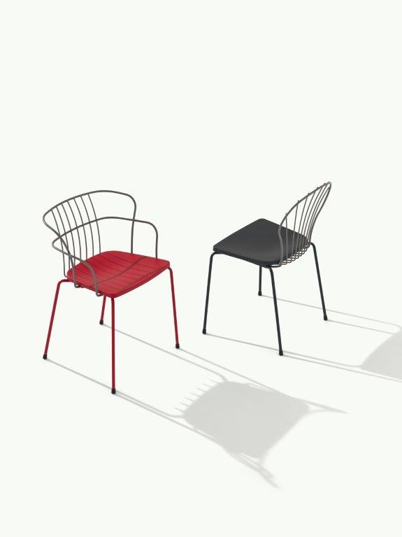 Flint 535-A Кресло со стальным каркасом и спинкой на 4 ножках, сиденье из полиамида, дерева ироко или кожи. Et al. Flint - Вид №4