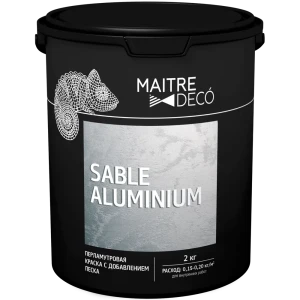 Краска перламутровая Maitre Deco «Sable Aluminium» с добавлением песка 2 кг