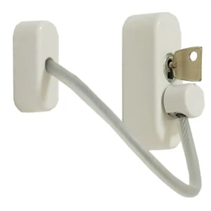 Блокиратор поворота оконный с тросом 8x20 см, сталь, цвет белый