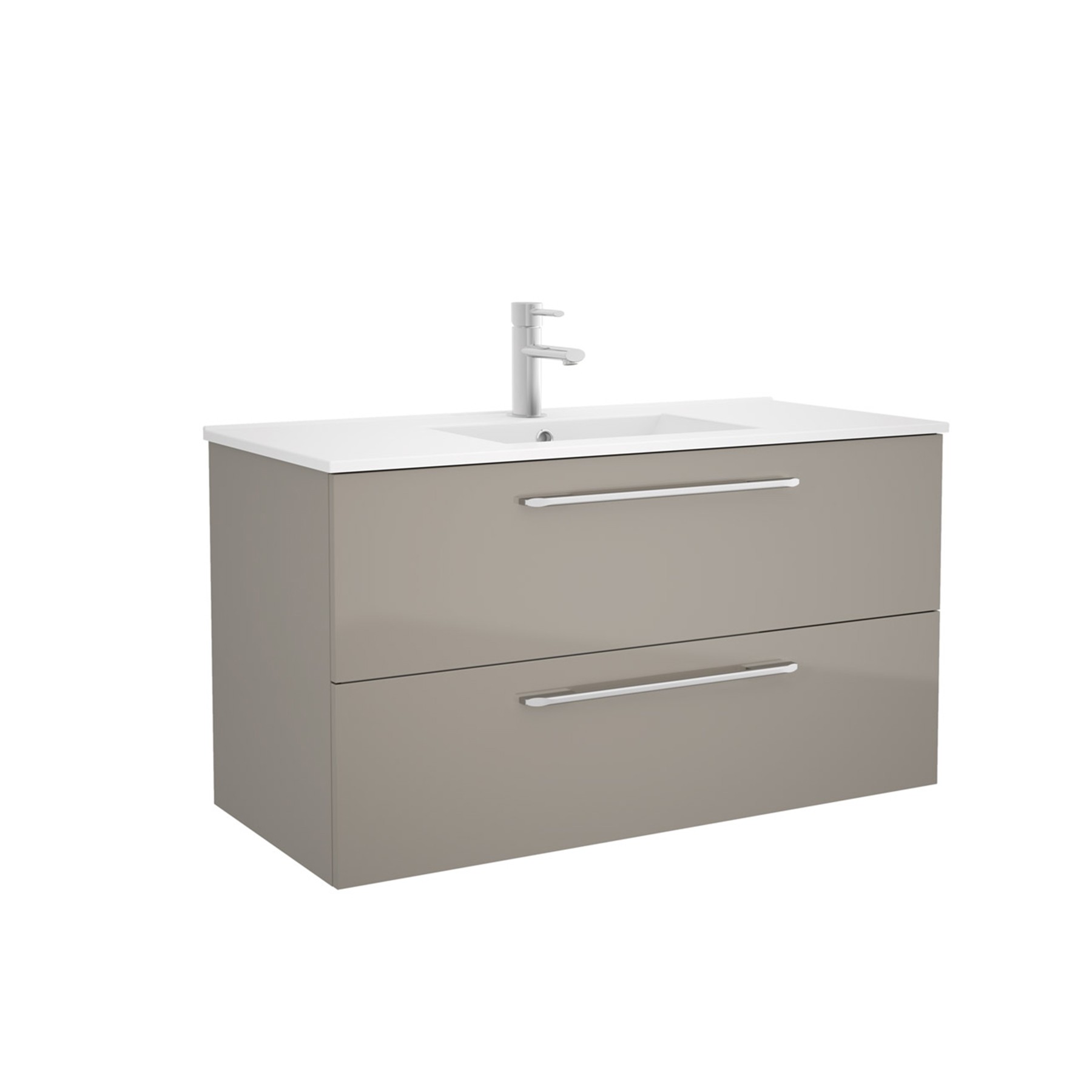 23280 SALGAR Мебель для умывальника FUSSION CHROME 1000 2 ящика GLOSS TAUPE 997 x 540 x 450 мм Глянцево-серо-коричневый - Вид №1