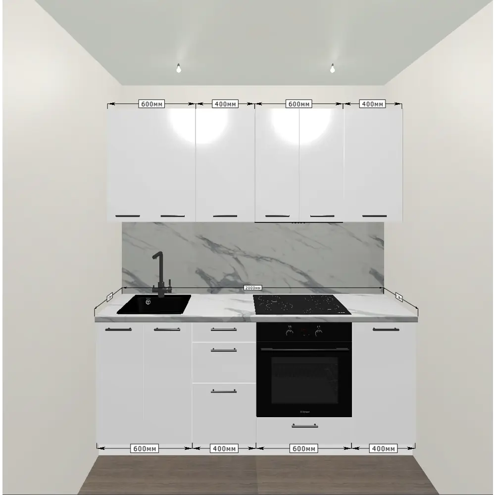 Кухонный гарнитур 200x60 см София цвет белый 89442881 STLM-2048722 KONSENSA - Вид №2